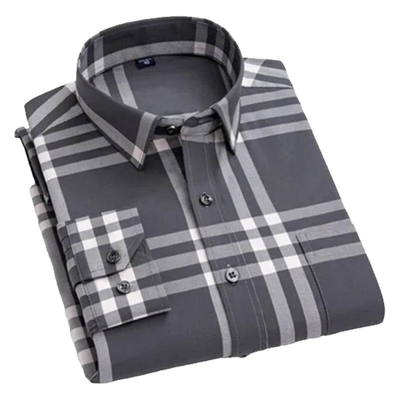 Men's Regular Fit Plaid Casual Shirt LS-04