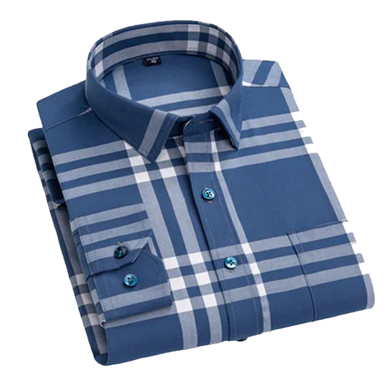 Men's Slim Fit Plaid Shirt – Casual Style LS-08