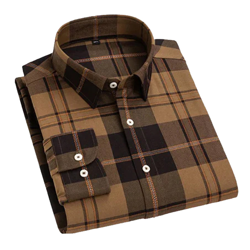 Men's Checked Shirt with Button-Down Collar LS-10